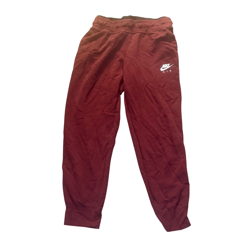 Nike Air Mens Fleece Joggers Burgundy Maroon Tapered Sweatpants Drawstring L